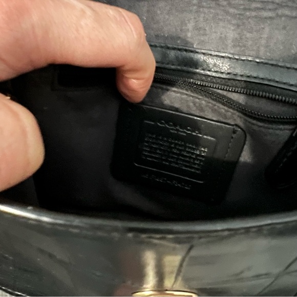 COACH Chain Embossed Black Crocodile Leather Bag - Picture 4 of 14